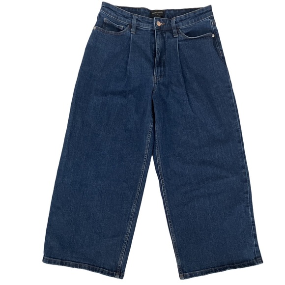 Banana Republic Denim - Banana Republic Dark Blue Wide Leg Crop Jeans